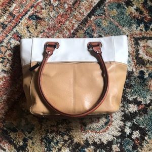 Tignanello tan, white and brown purse